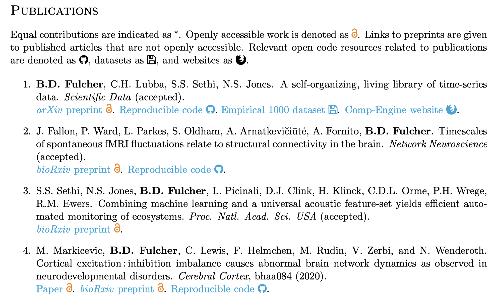 Screenshot of open access symbol in CV